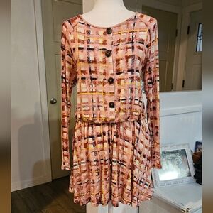 NWT'S - ANNABELLE - Knit Geometric Print Blouson Style Dress, Elastic Waist